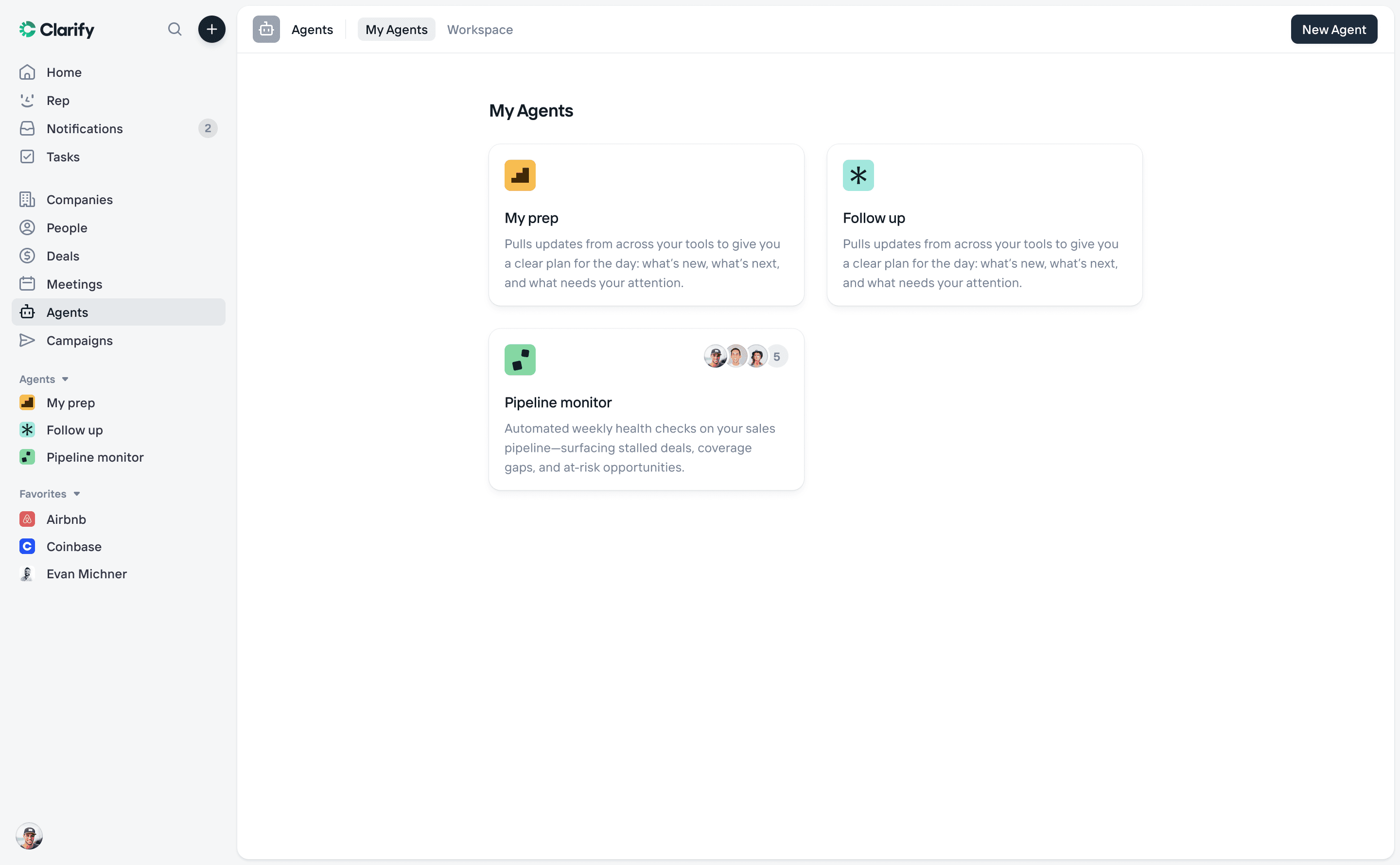 Clarify agents dashboard