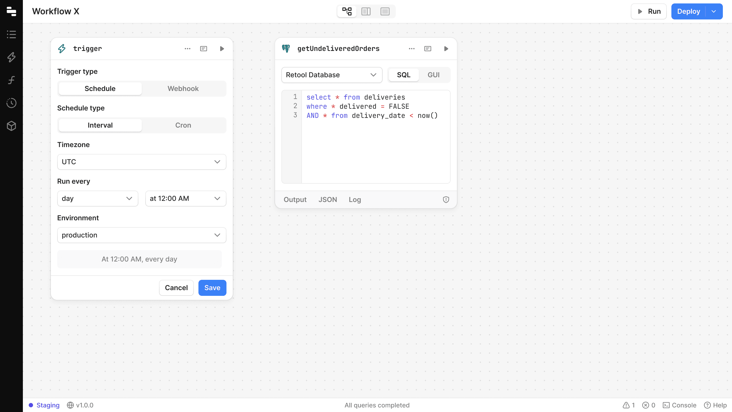 Retool Workflows trigger setup
