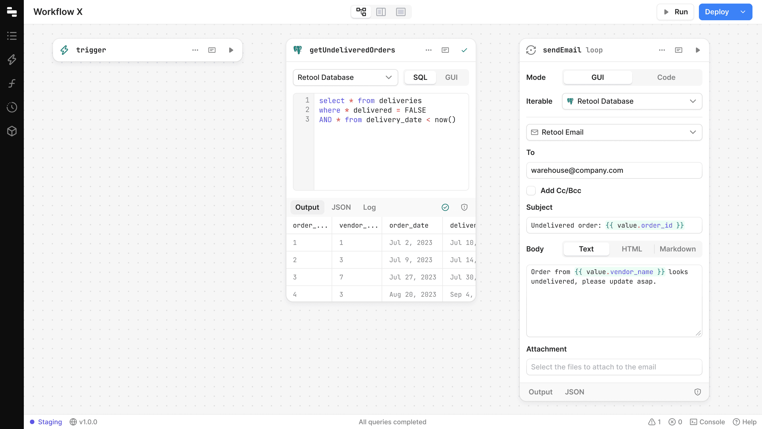 Retool Workflows email automation